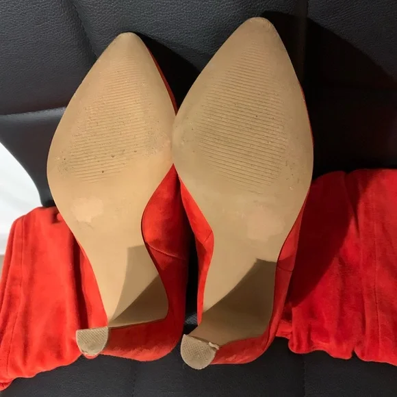 Vibrant Red Leather 5-inch Heeled Pointy Toe Boots Size 7.5 Valentine’s Day - Picture 12 of 12